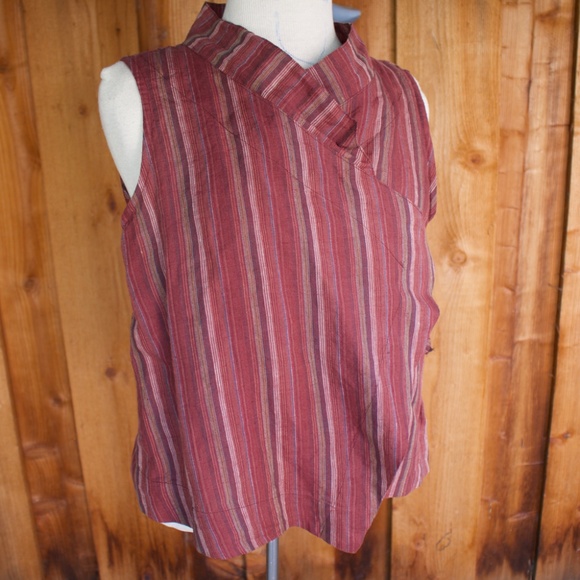bryn Walker 100% Linen Wrap Style Sleeveless Blouse Made In The USA Size S - Picture 9 of 17